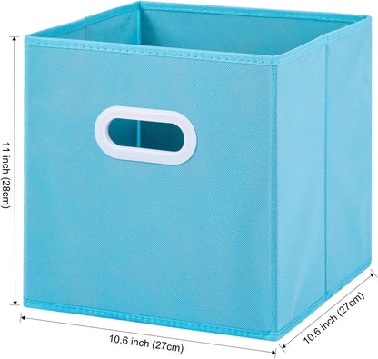Stero Fabric Storage Cubes Bins, 11 inch Fun Colored Foldable Storage Baskets with Dual Plastic Handle for Home, Kids Room, Closet and Toys Organization, Multi Colored, Set of 6