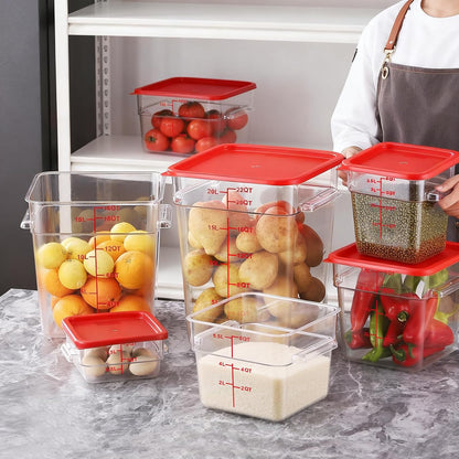6 Pack 6 Quart Square Clear Food Storage Containers with Lids Cereal Containers Storage Airtight Food Storage Containers for Restaurant Kitchen Home
