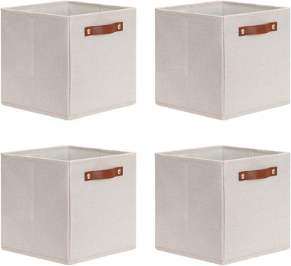 DULLEMELO Storage Boxes for Shelves Closet Storage,Sturdy Home Organization Bins for Gifts Empty,Foldable Fabric Storage Cubes Baskets for Nursery Toys Towels Clothes Storage(Beige)