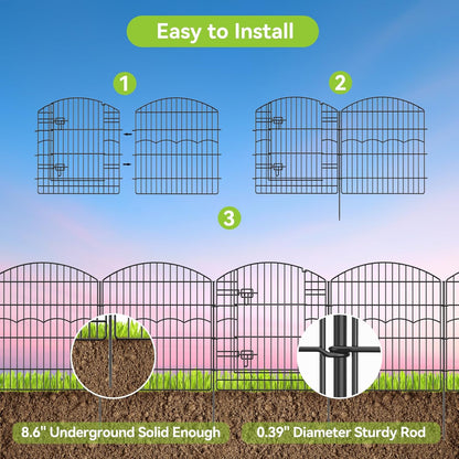 Decorative Garden Fence 6 Panels 13.4 ft (L)×32in (H) Metal Garden Fences with 5 Panels + 1 Gate, No Dig Animal Barrier Fencing Rustproof Wire Border Temporary Dog Fence for Patio Yard Lawn Outdoor