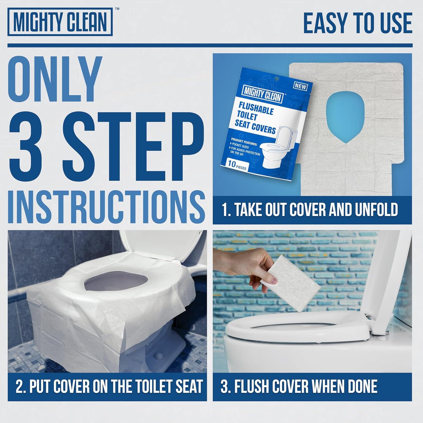 Toilet Seat Covers Flushable (100 Pack) - Upgraded XL Size| Biodegradable Paper Covers for Adults, Kids, Toddlers | Travel Essentials for Public Restroom, Airplane, Camping