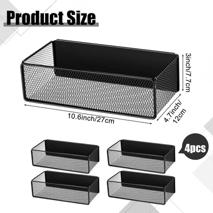 Tioncy 4 Pcs Magnetic Storage Bin Magnetic Locker Organizer for Pegboard Refrigerator Shelves Basket Container Wire Storage Holder for Kitchen Home Whiteboard(Black,10.6''l)