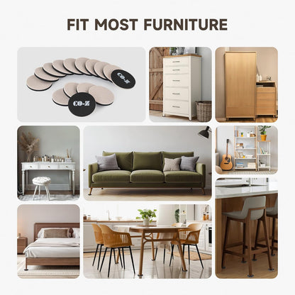 CO-Z 16pcs Felt Furniture Sliders for Hardwood Floors, 3 1/2 in Reusable Furniture Pads, Heavy Furniture Movers Sliders for Hard Surfaces, Thick Moving Pads Floor Protectors for Vinyl Tile Floors