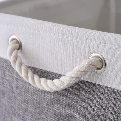 Large Storage Baskets for Shelves, Fabric Baskets for Organizing, Collapsible Storage Bins for Closet, Nursery, Clothes, Toys, Home & Office [3-Pack, White&Grey]