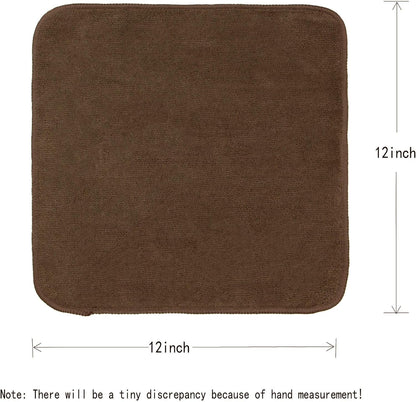 Microfiber Dish Cloths Fast Drying Kitchen Cleaning Cloth Dish Rags Dust Cloths Ultra Absorbent Lint Free Washcloths with Poly Scrub Side 12inch x 12inch 8 Pack (Brown)