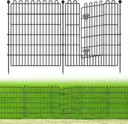 10 Panels No Dig Decorative Garden Fence with Gate for Yard, 32 in(H) X 23.6 ft(L) Animal Barrier Fencing for Outdoor Dog, Metal Portable Garden Fences for Borders, Pets, Landscape, Temporary Fence
