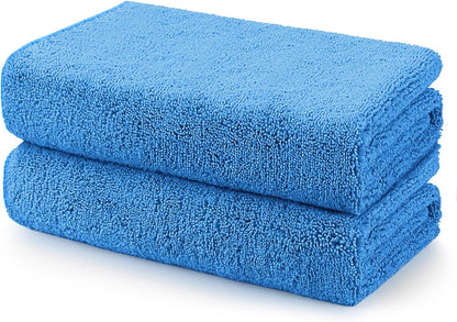 HOMEXCEL Car Drying Towels, 2 Pack Professional Microfiber Towels for Cars, Scratch-Free, Highly Absorbent Drying Towel for Cars, SUVs, RVs, Trucks, and Boats, 31 x 24 inch, Blue