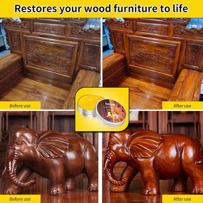 PIPIHUA Beeswax Polish and Conditioner for Wood Furniture - Waterproof & Restorer Wood Wax, Multipurpose Beeswax Furniture Polish and Cleaner for All Types and Colours, Lemon(100g with Sponge)