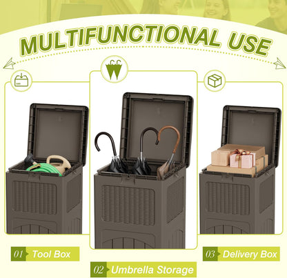 Greesum 33 Gallon Outdoor Trash Can with Lid (2-Pack), Heavy Duty Resin Garbage Bin, Waterproof & UV Resistant for Patio, Garden, Deck, Yard, Brown