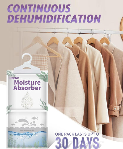 Moisture Absorbers 8 Packs - 9.8 oz Dehumidifier Bags, Portable Moisture Hanging Bags for Closet, Bathroom and Kitchen, 11.8'' x 6.3''