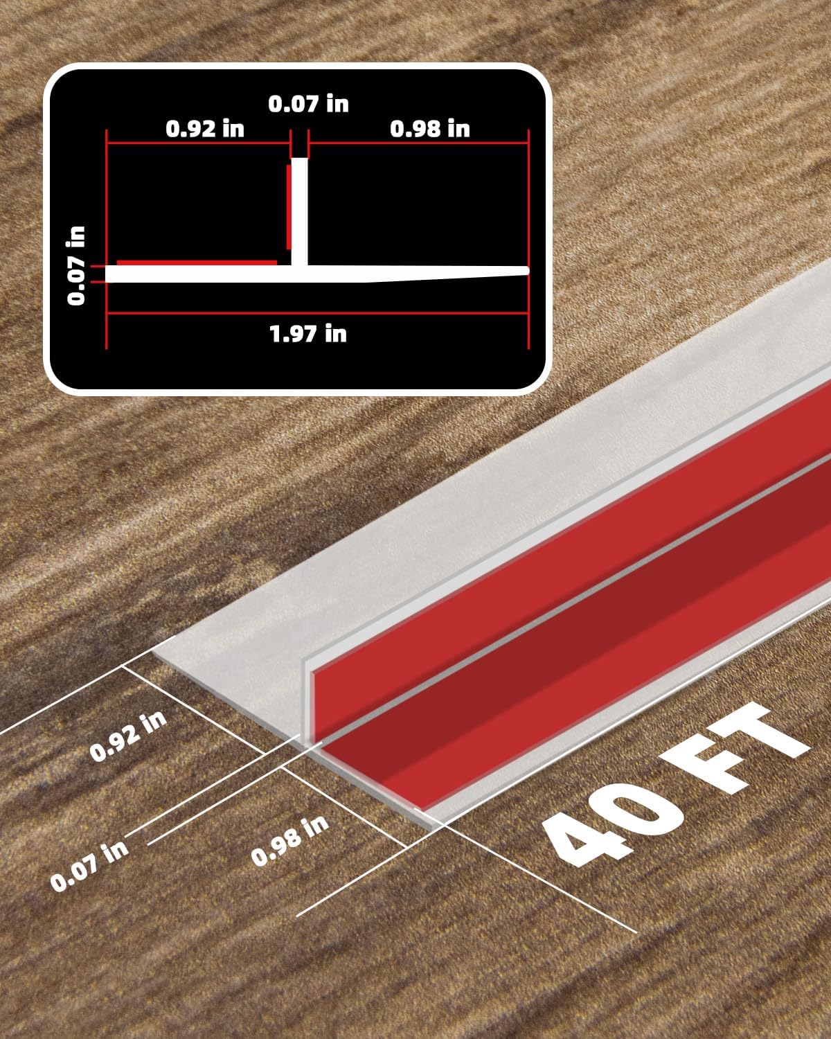 Orghtin T-Shaped Silicone Seal Strip, Clear Sealer Weather Stripping Door Seal Strip, 40Ft x 1.97 in Draft Stopper for Side of Door