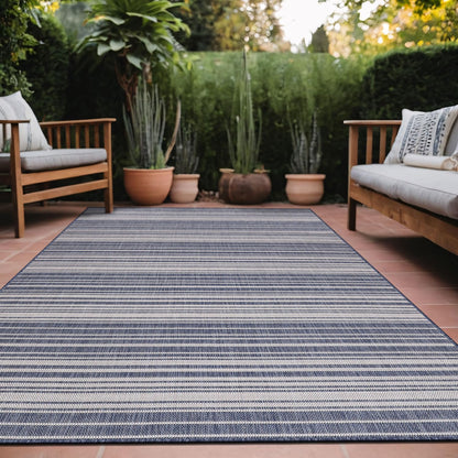 Stripe Outdoor Rug 9x12 Washable Outside Carpet for Indoor Patio Porch Waterproof Easy Cleaning Non Shedding Area Rugs Blue 9 x 12