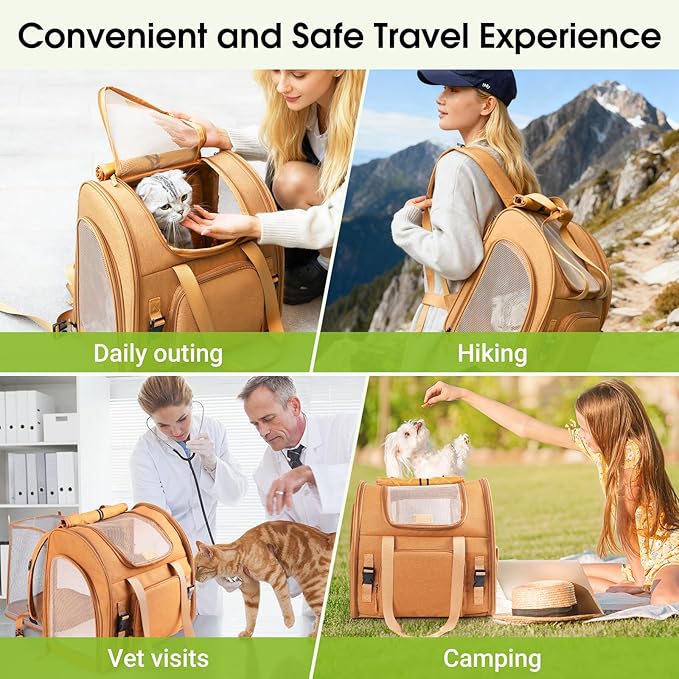 Cat Carrier Backpacks, Expandable Cat Backpack with Breathable Mesh, Pet Carrier Backpack for Cats Small Dogs Puppies,Foldable Carrier Backpack Great for Travel Hiking Camping Vet Visit Outdoor
