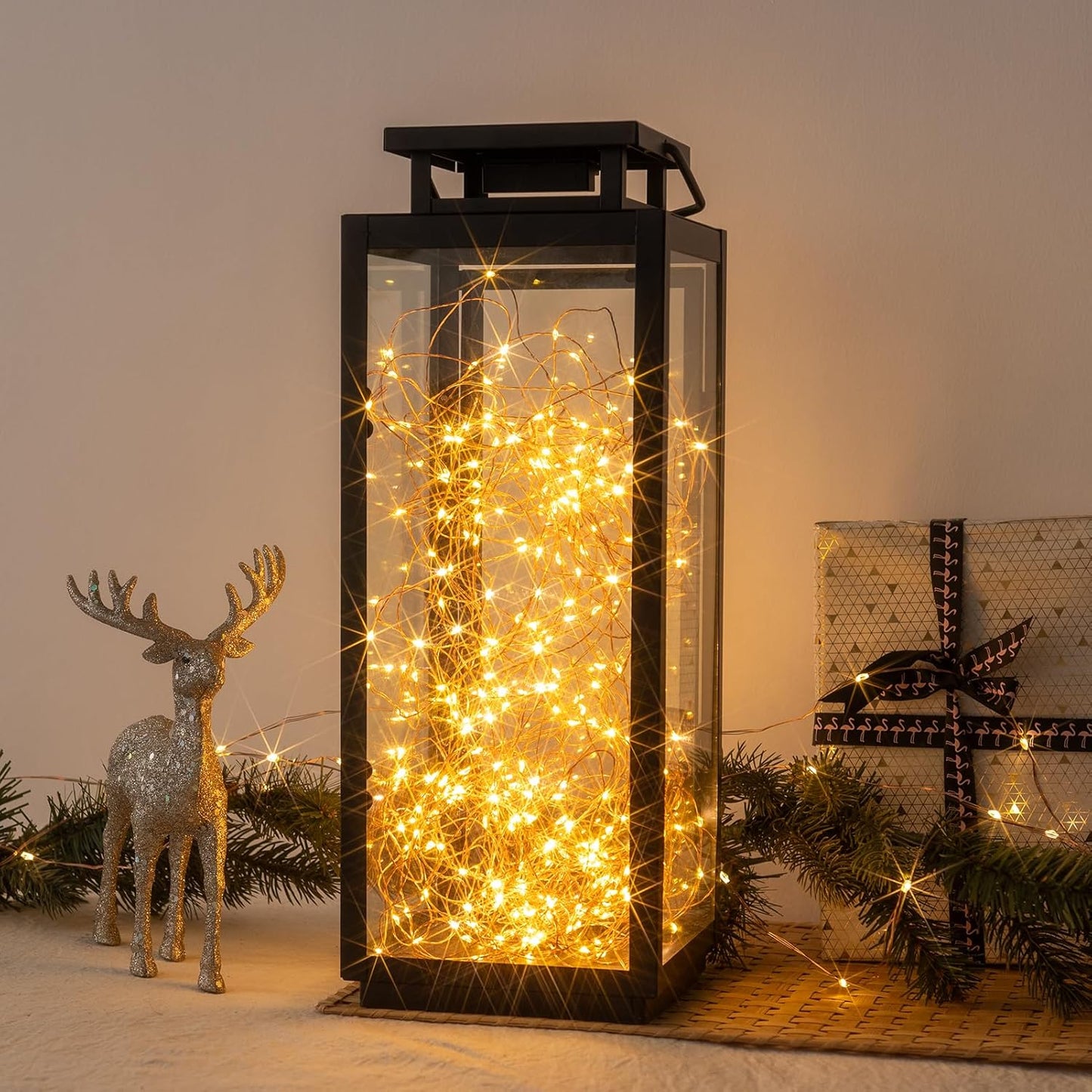 Solar String Lights for Outside,100FT 300 LEDs Solar Fairy Lights,Waterproof 8 Modes Button Outdoor String Light for Patio Garden Backyard Tree Wedding Christmas,Copper Wire,Warm White