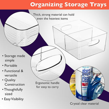 ClearSpace Plastic Storage Bins with Divider – Perfect Kitchen Organization or Pantry Storage – Fridge Organizer, Pantry Organization and Storage Bins, Cabinet Organizers