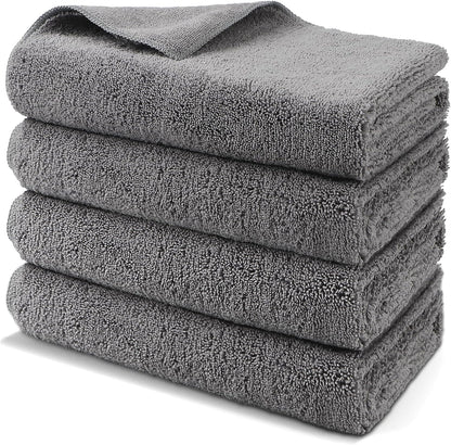 HOMEXCEL Professional Large Microfiber Car Drying Towels 4 Pack, Lint Free, Scratch Free, Highly Absorbent Drying Towel for Cars, SUVs, RVs, Trucks, and Boats,31" x 24 ",Grey
