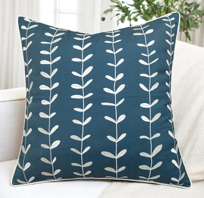 VAGMINE Embroidered Lollipop Pillow Cover - 20x20 Inches Square - 100% Cotton Teal Decorative Cushion Cover - Subtle Modern Pattern - Vibrant Accent for Sofa, Bed, Chair, Living Room