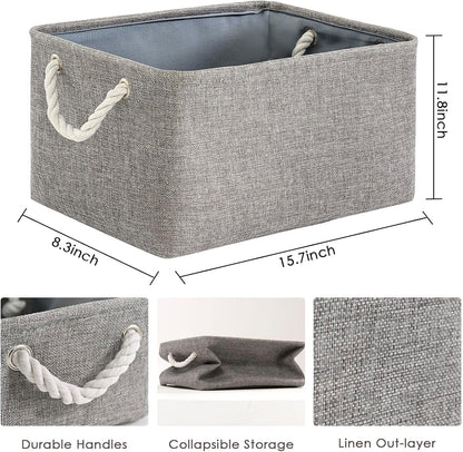 TheWarmHome Large Storage Bins- Storage Baskets for Organizing Shelves, Basket Organizer for Closet Bookshelf Dog Toy Nursery Clothes Laundry Home Organization, Fabric Storage Cubes W/Handles
