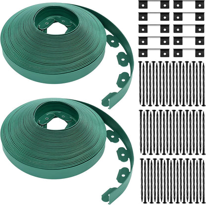 Sasylvia 1.5'' x 200' Landscape Edging Kit Edging Border Coil Include Anchoring Spikes 10 Connectors Plastic Garden Border for Lawn Garden Grass Yard Home(Green)