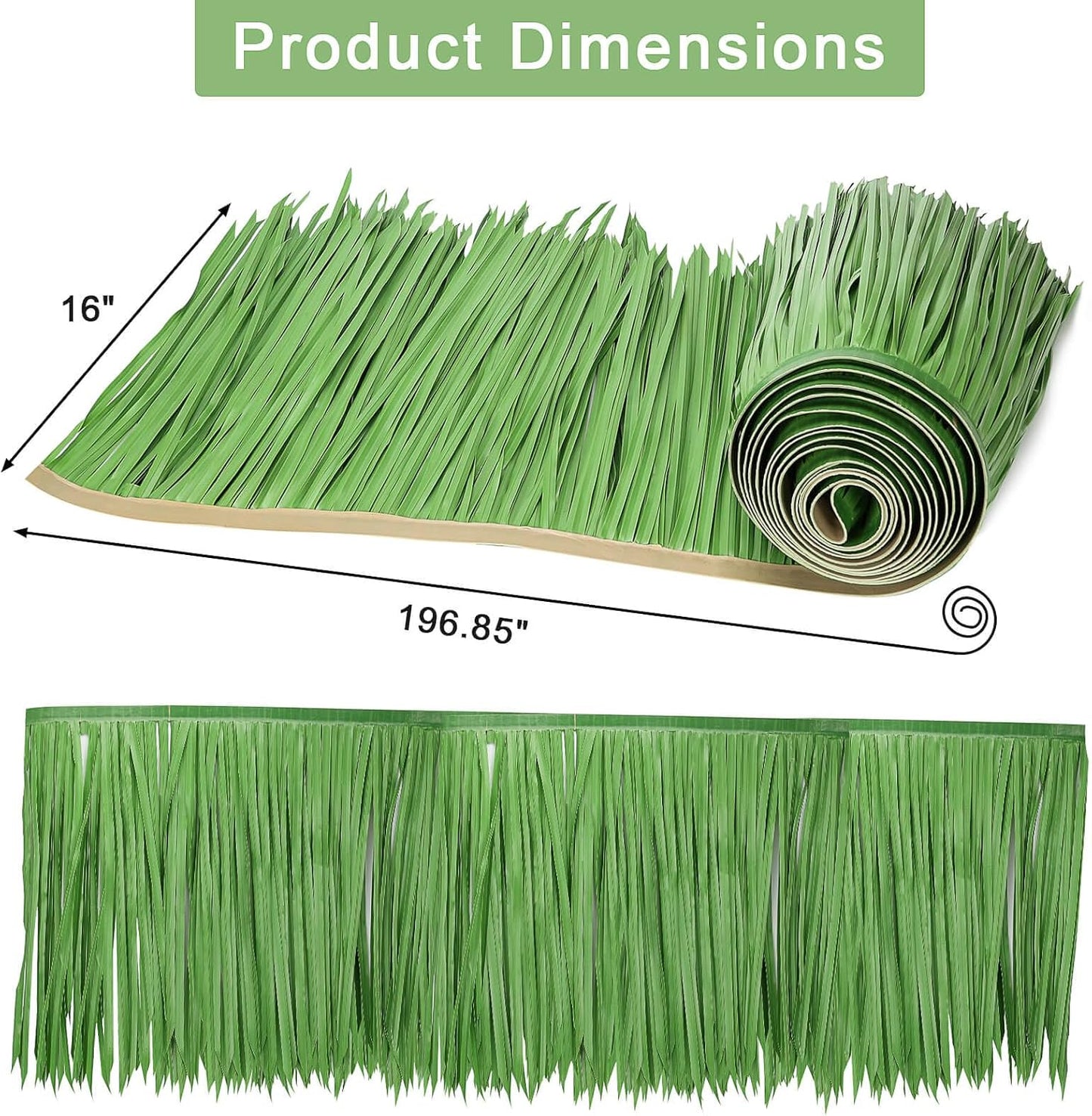 Tiki Straw Roof Thatch - Mexican Style Artificial Palm Rolls, Bar Hut Grass Duck Boat Blinds Runner, Palapa Roofing for Garden Patio Umbrella Covers Fence Party Decoration (Vitality, 16.5' x 16")