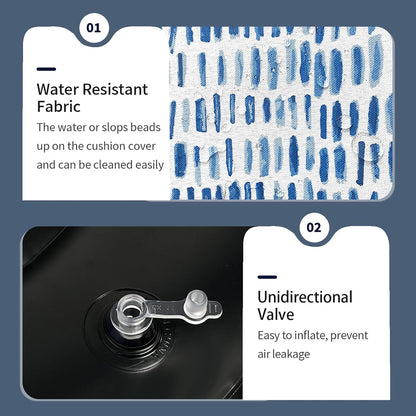 Inflatable Ottoman Stool D21 xH9 for Outdoor/Indoor Use, Water Repellent Patio Foot Rest Stool with Portable Handle,Round Pouf Ottoman Suitable for Garden,Deck and Camping - Pebble Blue