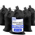 DURASACK Heavy Duty Sand Bags with Tie Strings Empty Woven Polypropylene Sand-Bags for Flood Control with 1600 Hours of UV Protection, 50 lbs Capacity, 14x26 inches, Black, Pack of 100