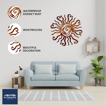 Riverside Designs Wacky Sun Metal Wall Art Indoor/Outdoor Decor - 30" Copper Rust Proof Wall Sculpture - Made in USA - Ideal for Bedroom, Garden, Home, Patio and Farmhouse