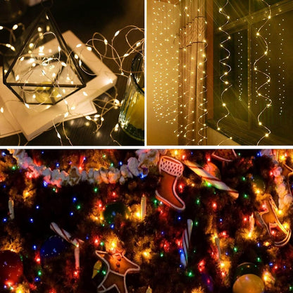 4-Pack 50 LED Fairy Lights Battery Operated with Timer, 16FT Waterproof Starry String Lights Outdoor Indoor Mini Cuttable Lights for Bedroom Wedding Birthday Christmas Parties (Warm White&Multi Color)