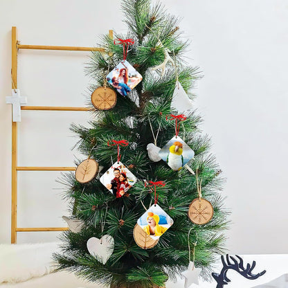 Personalized Christmas Ornaments 2025 Wood Custom Picture Text Hanging Ornament Customized Christmas Tree Decorations Keepsake Gift for Family Couples Xmas Tree Home Decor