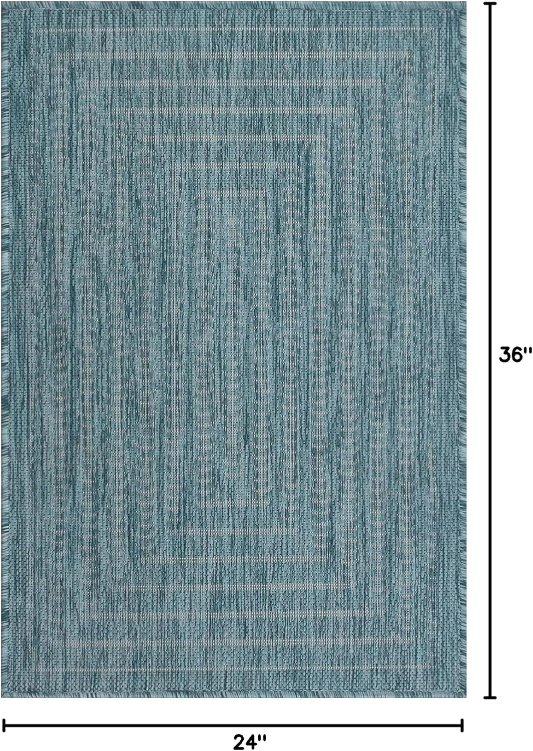 Adiva Rugs Outdoor Indoor Area Rug, Weather Resistant, Easy to Clean, Stain Resistant Floor Mat for Dining Room, Backyard, Deck, Patio (Aqua Weiss, 2' x 3')
