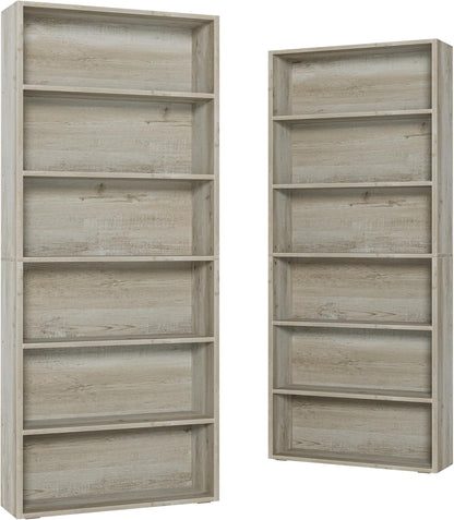 IRONCK Bookshelves and Bookcases Set of 2 Floor Standing 6 Tiers Display Storage Shelves 70 in Tall Bookcase Home Decor Furniture for Home Office, Living Room, Bed Room