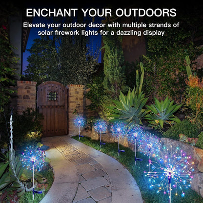 suddus Solar Garden Lights Outdoor Waterproof Decorative, 2Pack 150LED Firework Lights 8 Modes, Multicolor Solar Fairy Light for Yard, Patio, Pathway, Flowerbed Party Wedding Decor
