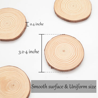 Unfinished Natural Wood Slices: 3.2-4 Inch Circles - 30 pcs with Bark for Crafts, DIY Ornaments & Art