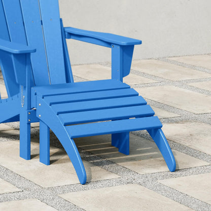 WestinTrends Outdoor Ottoman, Patio Adirondack Ottoman Foot Rest, All Weather Poly Lumber Folding Foot Stool for Adirondack Chair, Widely Used for Outside Porch Pool Lawn Backyard, Pacific Blue