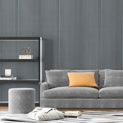 Art3d 4-Pack Glue-On Fine Bar Wainscoting Panel for Interior Wall Decor - 104 x 12 Inch Polystyrene Ultralight Slim Slat Wall Panels for Living Room Bedroom, Weathered Teak