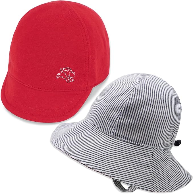 Keepersheep Baby Reversible Baseball Cap Infant Sun Hat, Cotton Knit Soft Brim for Infant Toddler, Summer Outdoor Unisex