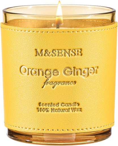M&SENSE Orange Ginger Scented Candles, High Intensity, Vegan Soy Toxin Free Candles for Home Fragrance, 10oz 42-Hour Slow Burning Time, Kitchen Party Air Purifying Candle for Women Man