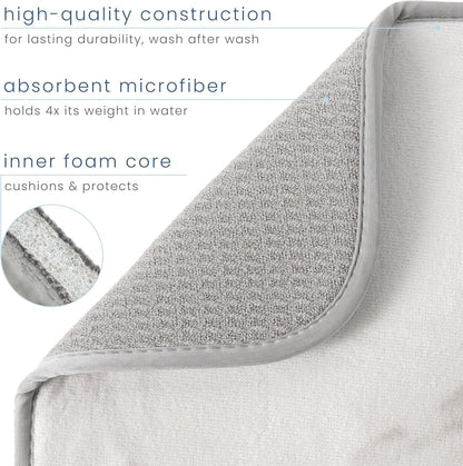 S&T INC. Dish Drying Mat Jumbo, 18” x 30”, Absorbent Microfiber Kitchen Counter Mat, Dish Drying Pad for Dishes, Utensils, Pots and Pans, Jumbo, Grey Stone