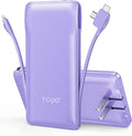 TG90° Portable Charger,10000mAh Power Bank Built-in Cables and AC Wall Plug,USB C Portable Bank,Travel Essentials Phone Charger Compact External Battery Pack Compatible with iPhones,iPad, Samsung
