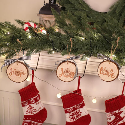 Nativity Christmas Ornaments - Set of 9 Buffalo Plaid Christmas Tree Ornaments Christian Wooden Ornament for Rustic Farmhouse Decorations Holiday Decor Religious Gift