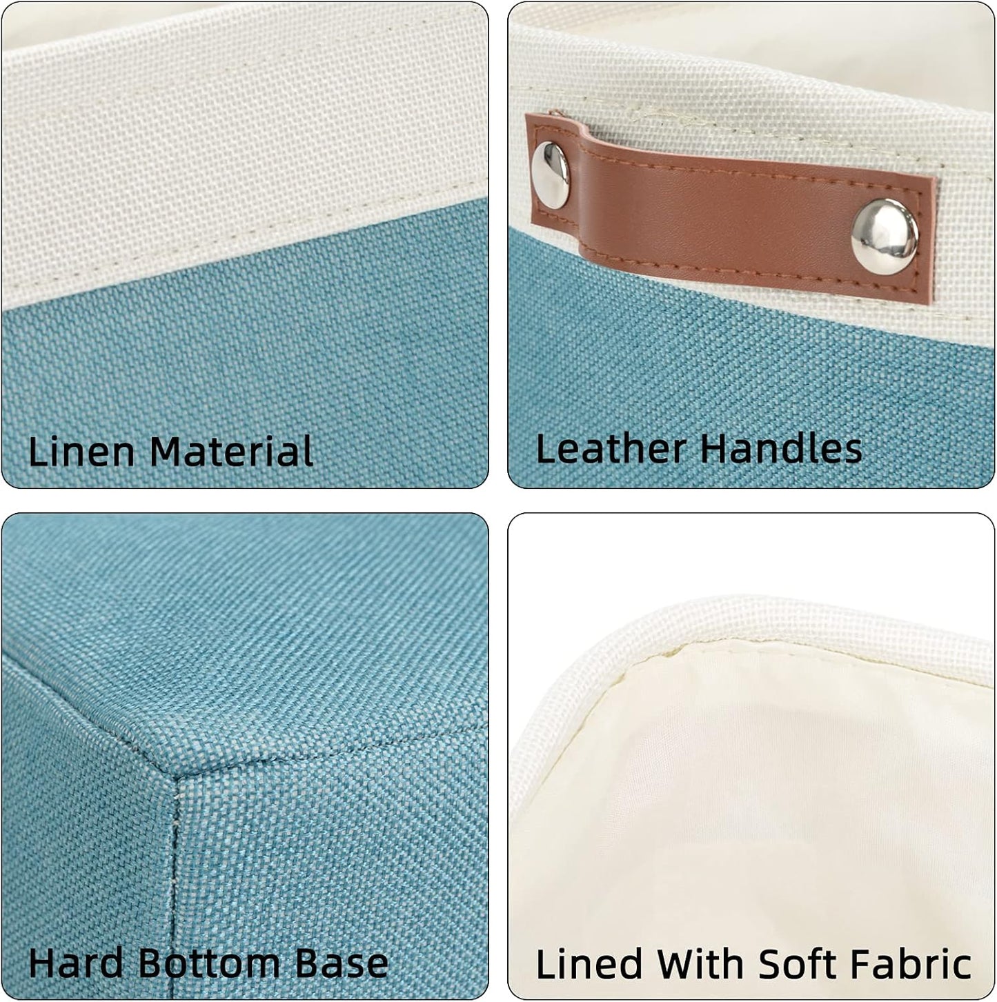 DULLEMELO Cube Basket for Storage, Collapsible Fabric Cube for Organizing, Storage Cube for Closet, Laundry, Nursery, Shelves, Decorative Basket for Gifts Empty (White&Teal)