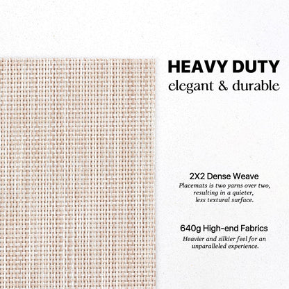 LEXMORE Placemats Set of 6 Vinyl/Plastic Woven Place Mats for Kitchen Table Indoor/Outdoor Washable Placemat Wipeable Dining Table Mats(Beige)