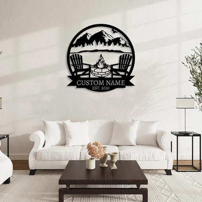 Personalized Camping Signs | Custom Metal Sign | Custom Mountain Campfire Sign | Custom Signs Outdoor Metal | Family Name Sign | Personalized Campfire Name Sign | Metal Wall Art | Camping Signs