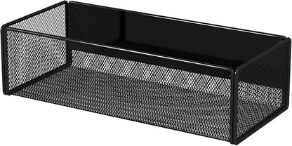 Magnetic Basket Organizer Holder for Fridge Magnetic Storage Bin Box Containers for Refrigerator Whiteboard Classroom (Large, Black)