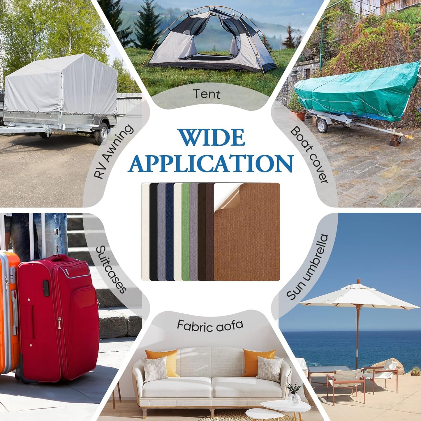 Canvas Patch 5.5 x 8 Inches 6Pcs Self-Adhesive Waterproof Canvas Patch Kit for Repairing Tents,Sofas,Boat Covers,Camping Chair,Awnings,Car Seats.(Dark Gray)