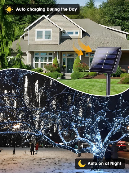 4 Pack 400 LED Solar String Lights for Outside, Solar Christmas Lights Outdoor with 8 Lighting Modes, Waterproof Green Wire Solar Powered Tree Light for Xmas Party Yard Garden Decorations (Cool White)