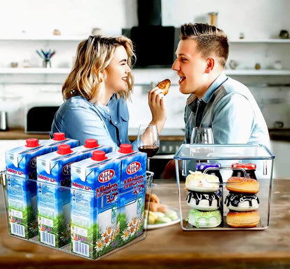 Set of 8 Large Clear Plastic Storage Bins (8L), Storage Containers for Pantry Organization and Kitchen Storage Bins,Home Edit and Cabinet Organizers