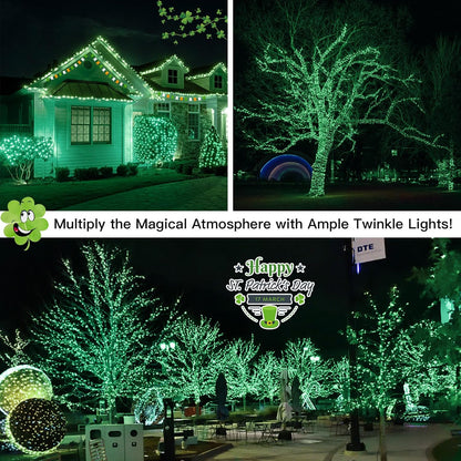 suddus Green Christmas Lights Battery Operatd, 66ft 200LED St Patricks Day Decorations Indoor, Fairy Twinkle Light with Remote for Halloween, Bedroom, Patio, Backyard, Outdoor Decorations