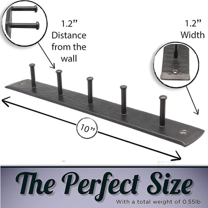 Rustic Wall Hooks for Hanging Accessories, Towel, Leash, Jewelry Hanger - Farmhouse-Style Homes - Vintage Iron Keys and Towels Rack - 10 x 1.2 x 1.2 Inch