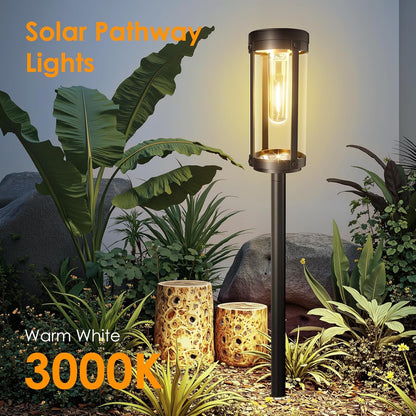 Bright Solar Pathway Lights Outdoor, 2 Pack Upgraded Solar Powered Garden Lights Waterproof, Auto On/Off Solar Yard Light for Lawn Patio Walkway Driveway Landscape Lighting Decor (Warm White, 2 Pack)